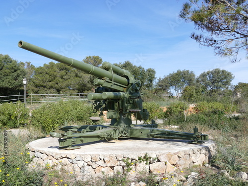8.8 anti aircraft gun in the park of Castel Sant Carles Military Museum, Palma, Mallorca, Balearic Islands, Spain photo