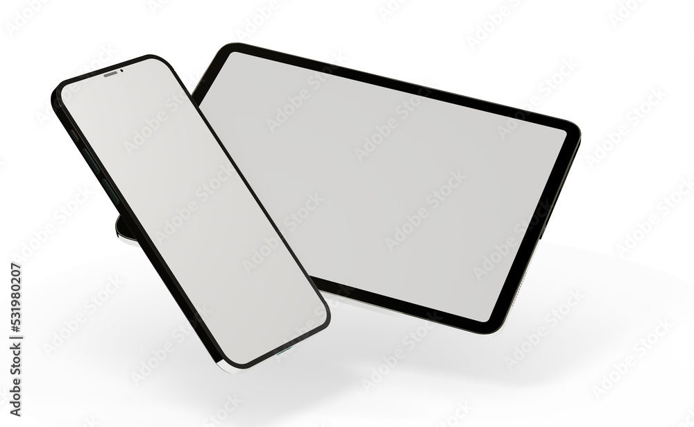 3D brandless tablet with empty screen isolated on white background 3D brandless tablet with empty screen isolated on white background