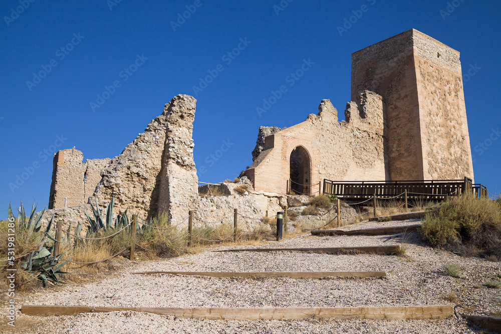 Ruins of the Alfajarin Castle in Aragon, Spain