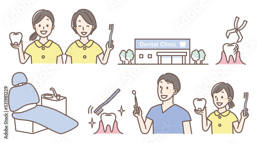 simple illustration for dentist and teeth