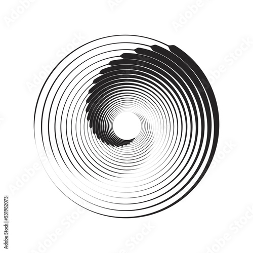 Abstract clipart. The black circles are swirling.