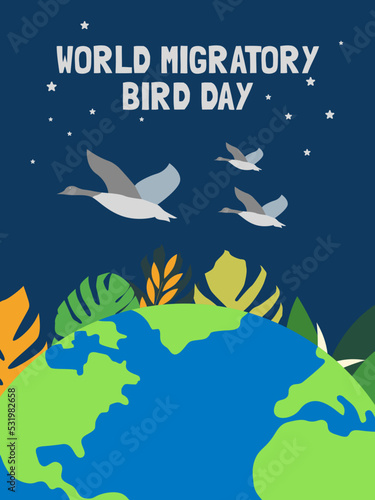 Fototapeta Naklejka Na Ścianę i Meble -  Migration of birds around the world stock illustration