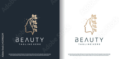 beauty logo design with modern concept premium vector