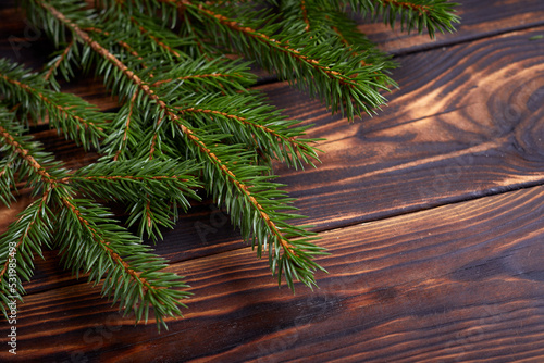 Christmas decoration with ball and fir branches