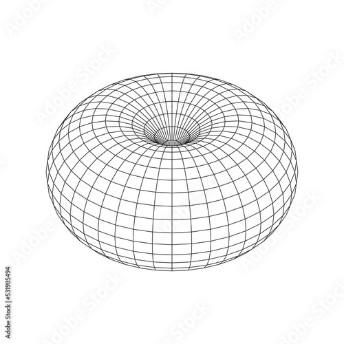 Abstract figure element sphere. Line mesh object. Isolated on white background. Abstract clipart.