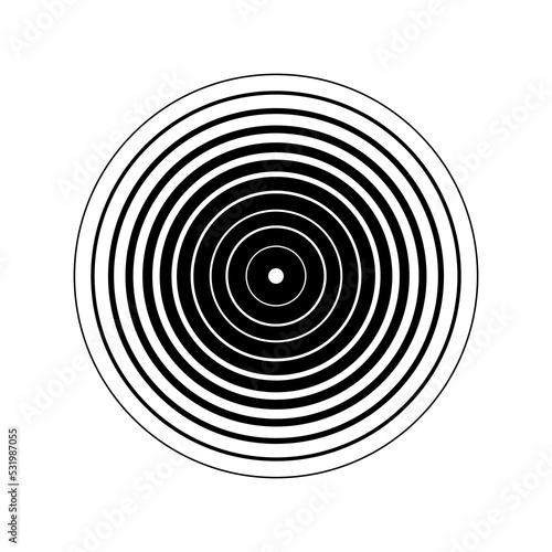 Lots of black circles inside. Isolated on white background. Geometric figure clipart.
