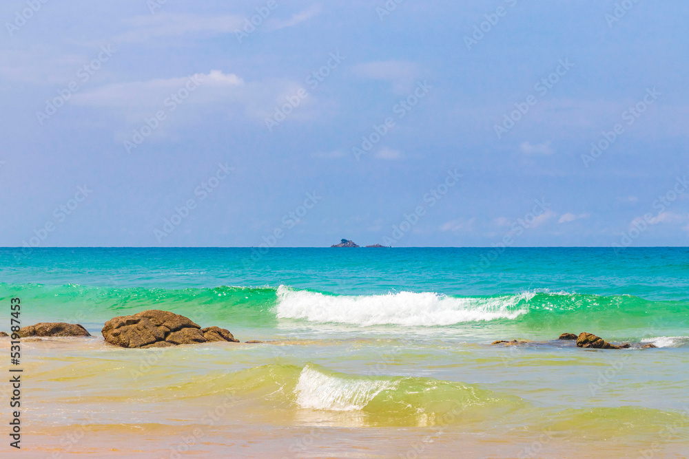 Naithon Beach bay turquoise clear water and waves Phuket Thailand. Naithon Beach bay turquoise clear water and waves Phuket Thailand.