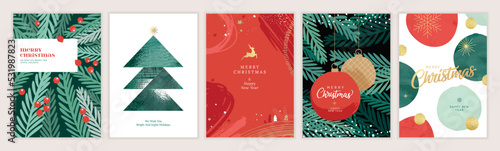 Christmas and New Year 2023 greeting cards set. Modern vector illustration concepts for greeting card, website and mobile website banner, party invitation card, posters, social media banners.