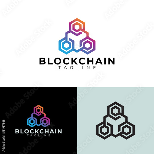 Block chain technology logo icon vector isolated