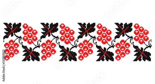 Embroidered good like old handmade cross-stitch ethnic Ukraine pattern. Ukrainian towel ornament, rushnyk called, vector.
