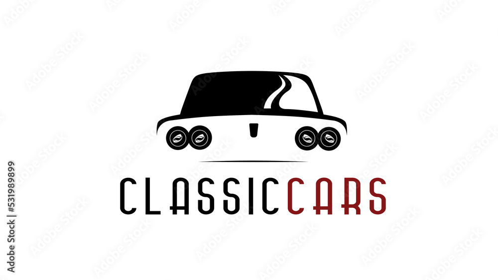 Vector of a classic vintage car. Retro car poster. Old School. Racing team, tuning. Realistic Vector illustration for sticker, poster or badge