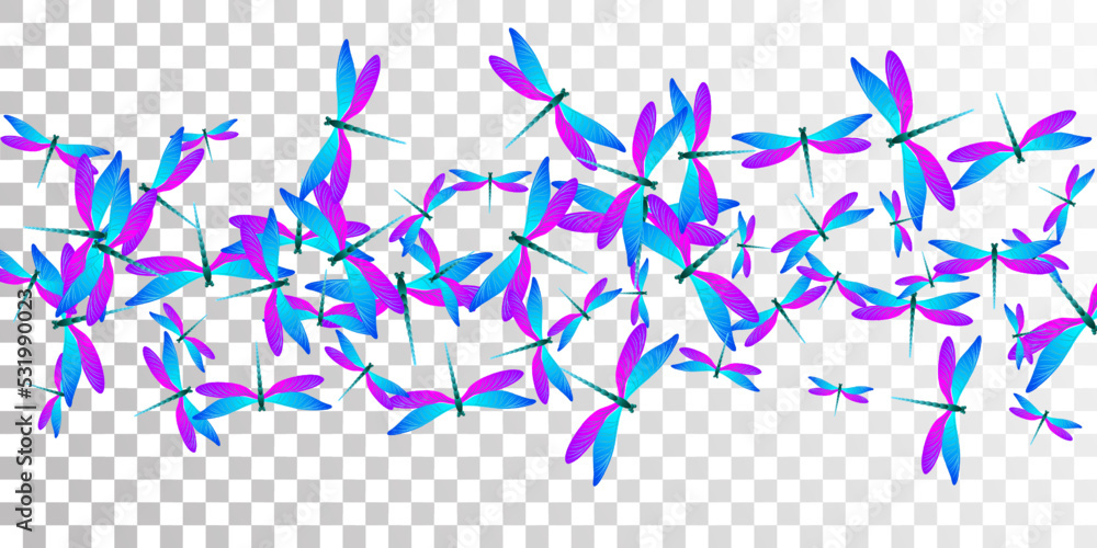 Magic blue purple dragonfly cartoon vector illustration. Summer vivid ...