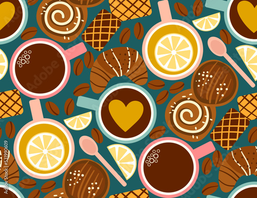 Fika coffee break vector pattern
