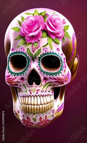 Sugar Shull ,Colorful Dia de los muertos mexican holiday Day of Dead