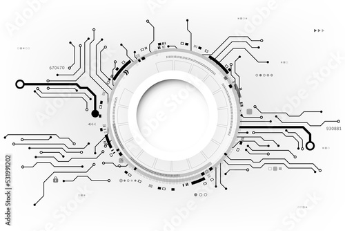 Vector circuit board and communication concept on white background for technology background