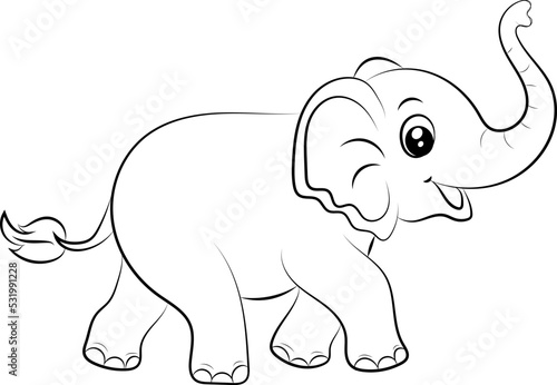  Elephant coloring page for kids Hand drawn elephant outline illustration 