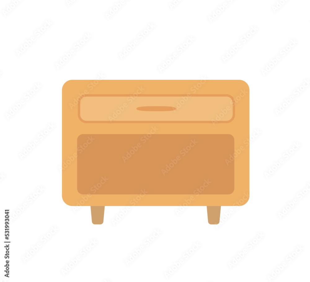 Cute nightstand in interior. Home interior concept. Cartoon style