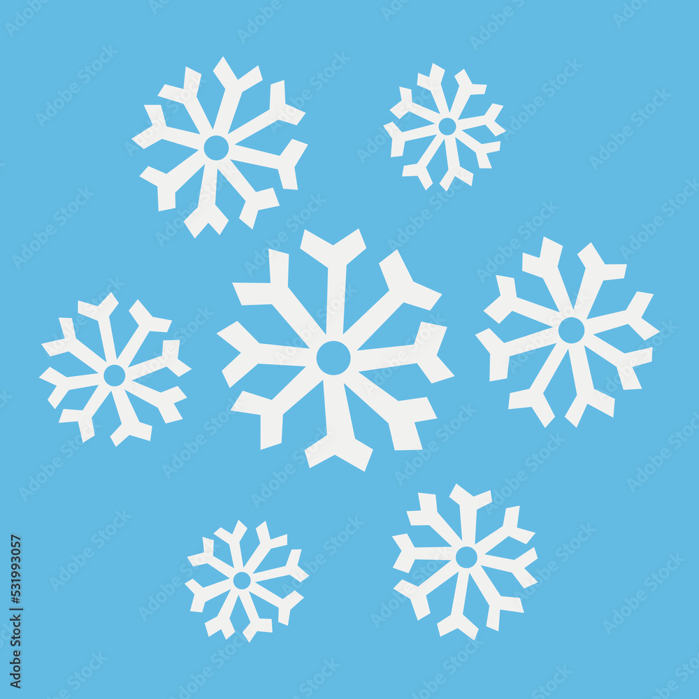 Snowflakes in diferent sizes, Winter illustration