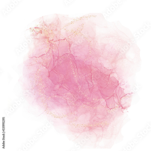 Alcohol Ink in Pink with Gold glitter