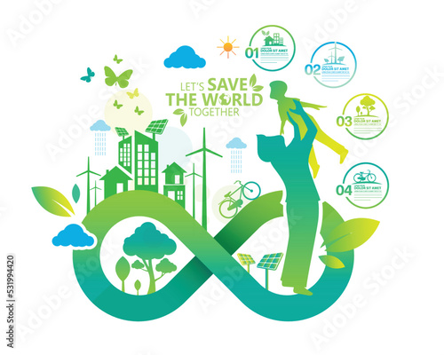 Ecology.Green cities help the world with eco-friendly concept ideas.vector illustration