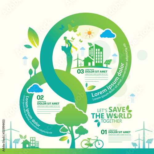 Ecology.Green cities help the world with eco-friendly concept ideas.vector illustration