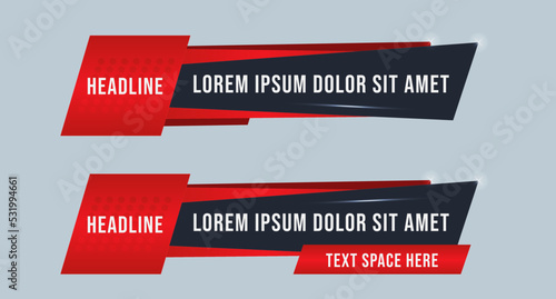 Editable modern Lower third set Header title set template design for Video headline title TV news banner. Lower third layout. sports news |  news bar | text bar | news banner | title bar | tv banner 