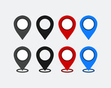 Location icons. Search map icons. Map pointer flat icons.  Vector illustration