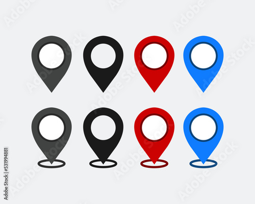 Location icons. Search map icons. Map pointer flat icons.  Vector illustration