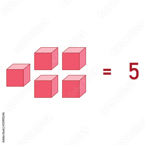base ten block model of five number.