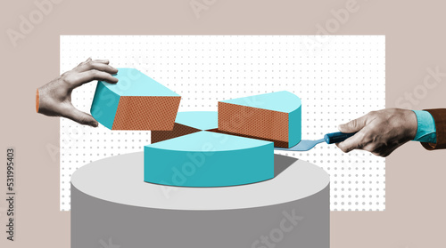 Market share, financial concept. Art collage.
