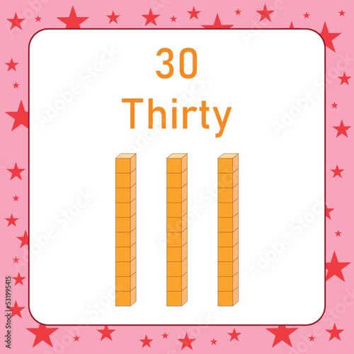 base ten block model of thirty number.