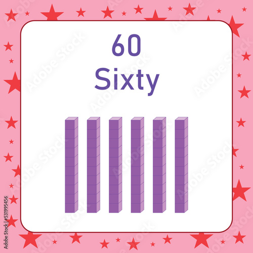 base ten block model of sixty number.