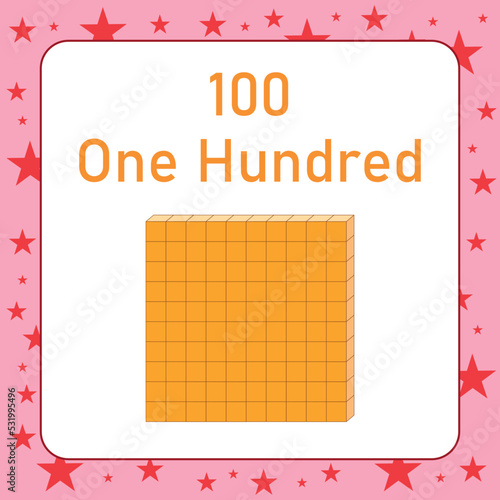base ten block model of one hundred number.
