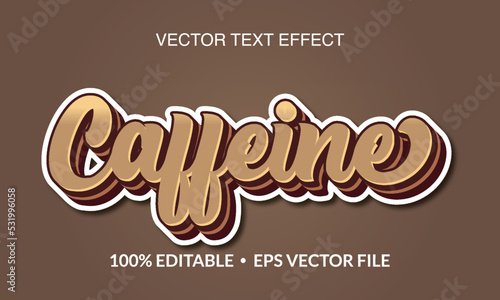 Caffaine Editable 3D text style effect vector template photo