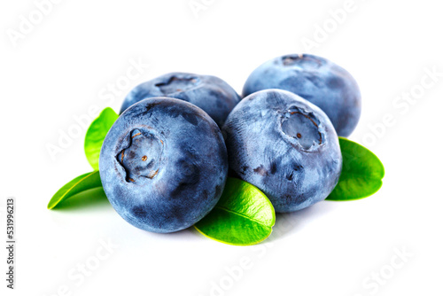 Blueberry isolated on white background. Vegan and vegetarian concept. Macro texture of blueberry berries.Texture blueberry berries close up. Blueberry with leaves.