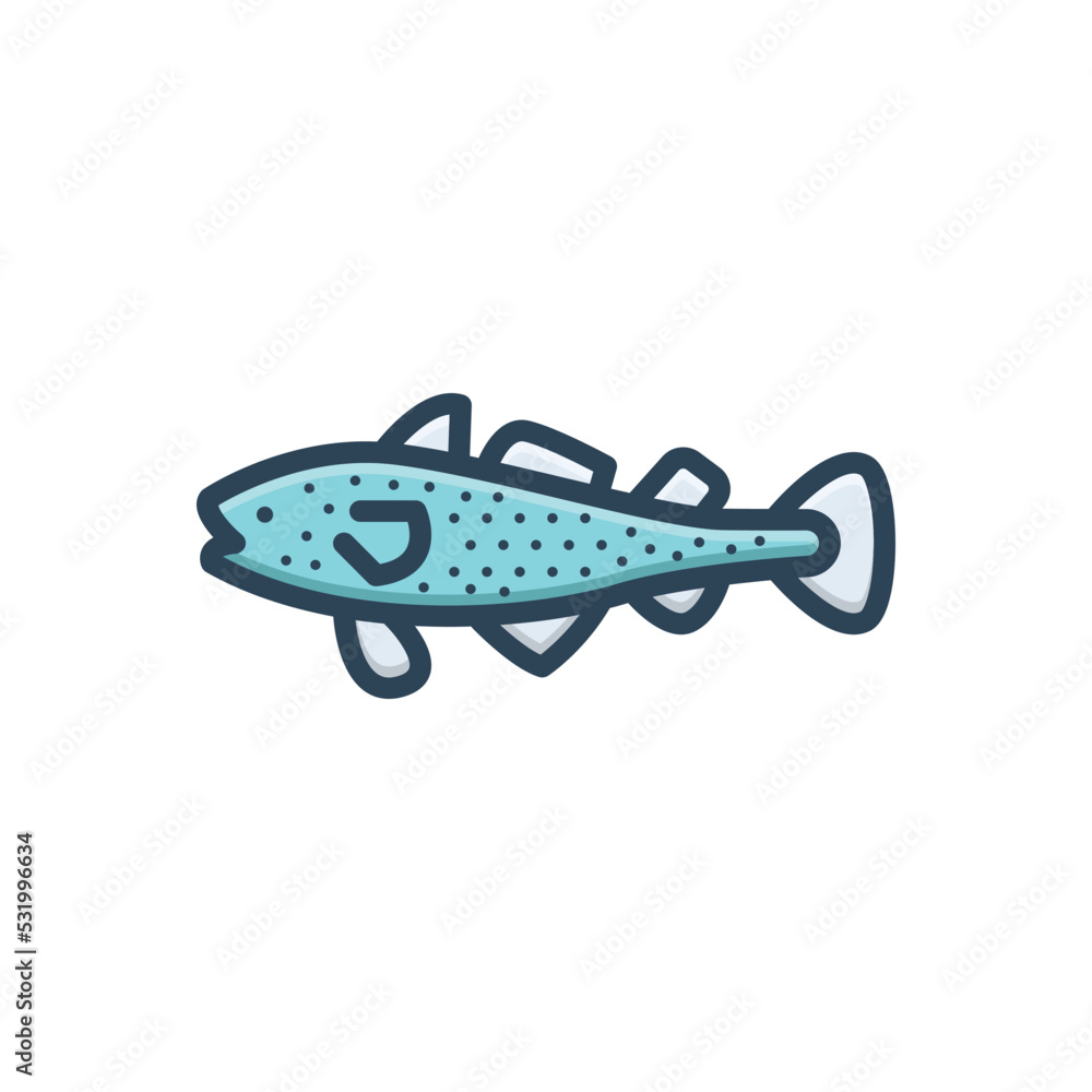 Fototapeta premium Color illustration icon for cod fish