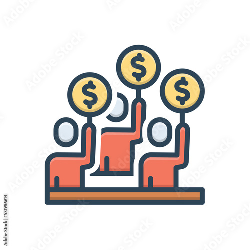 Color illustration icon for bidding