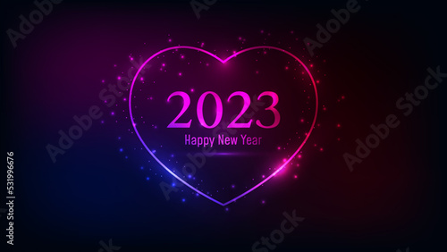 2023 Happy New Year neon background