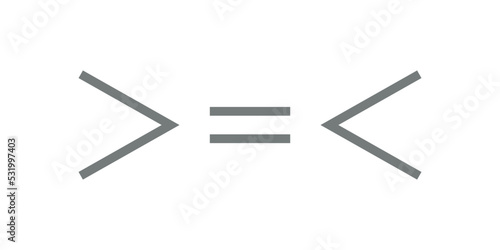 less than greater than and equal symbol in mathematics. inequality symbols