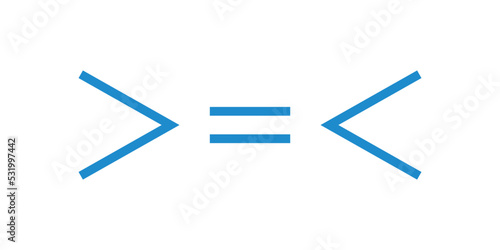 less than greater than and equal symbol in mathematics. inequality symbols