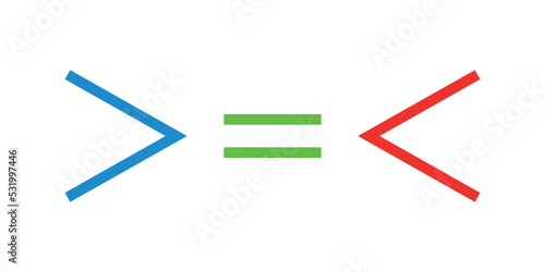 less than greater than and equal symbol in mathematics. inequality symbols