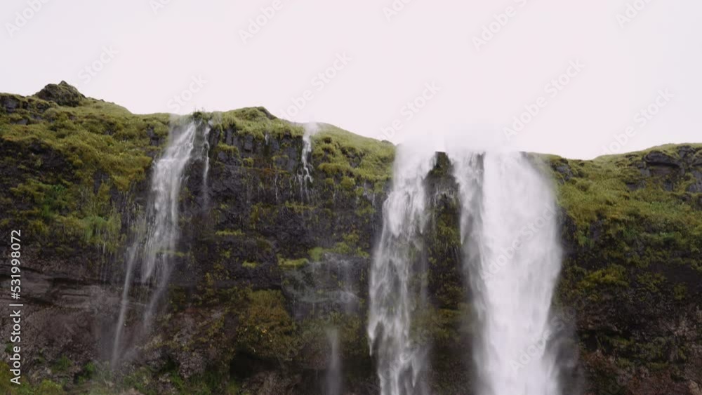 Powerful Seljalandsfoss Waterfall. Stunning Scenery in Highlands of Iceland Powerful Seljalandsfoss Waterfall. Stunning Scenery in Highlands of Iceland