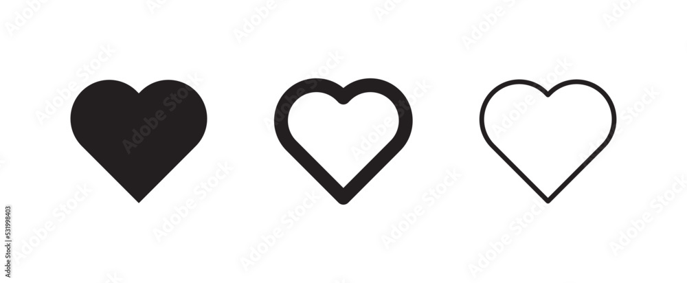 Heart vector icons. Set of love symbols. Isolated pictograms. Valentine's day design elements. Heart vector icons. Set of love symbols. Isolated pictograms. Valentine's day design elements.