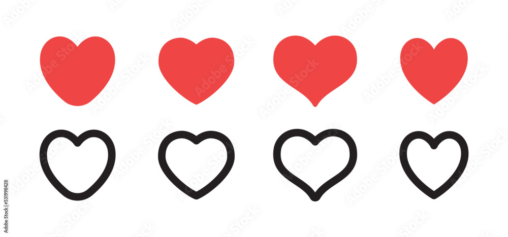 Hearts icon collection. Valentine's day heart symbol.