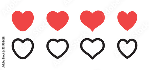 Hearts icon collection. Valentine's day heart symbol.