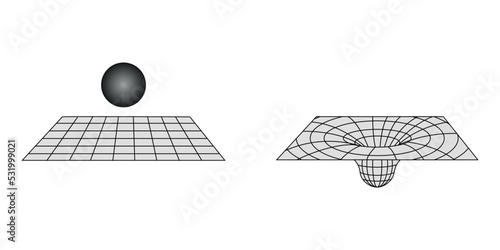 Canvas Print general theory of relativity. Rubber sheet model.