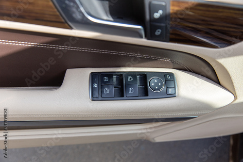 Car window lifter buttons close-up