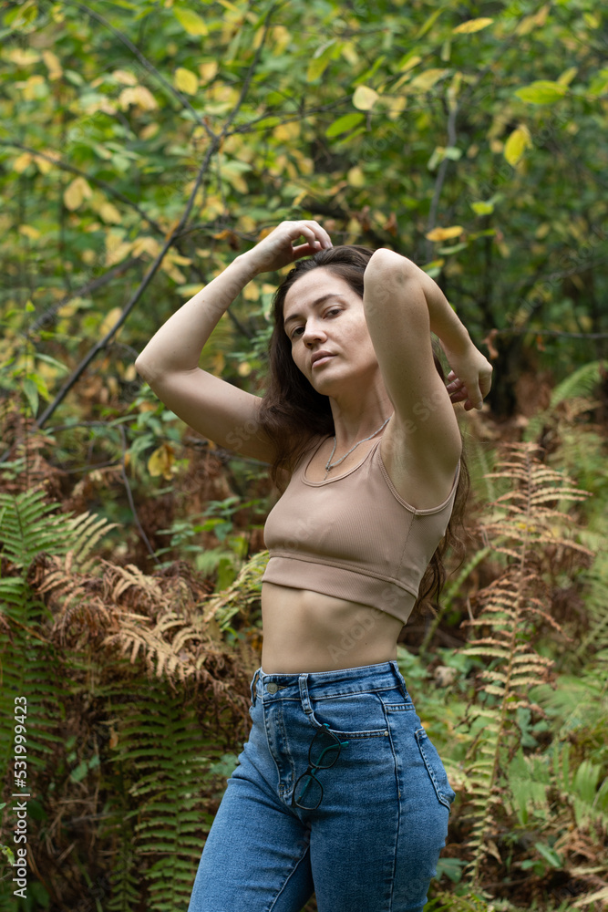 Portrait of romantic woman at fairy forest Portrait of romantic woman at fairy forest