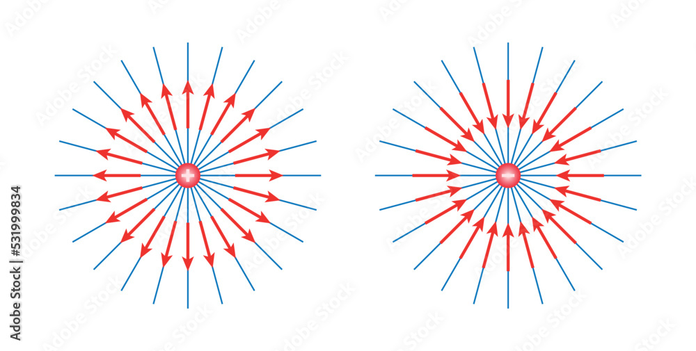 The electric field from an isolated positive and negative charge ...