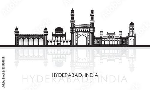 Silhouette Skyline panorama of city of Hyderabad, India - vector illustration